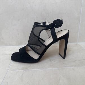 EUC Enzo Angiolini Heels US 7.5 EU 38 Black Shoes 4" Block Heel Suede Trudy2
